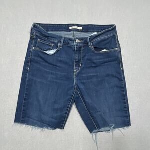 Levi's Shorts‎ Women 16 Blue Bermuda Short Stretch Mid Rise Cutoff Casual 32